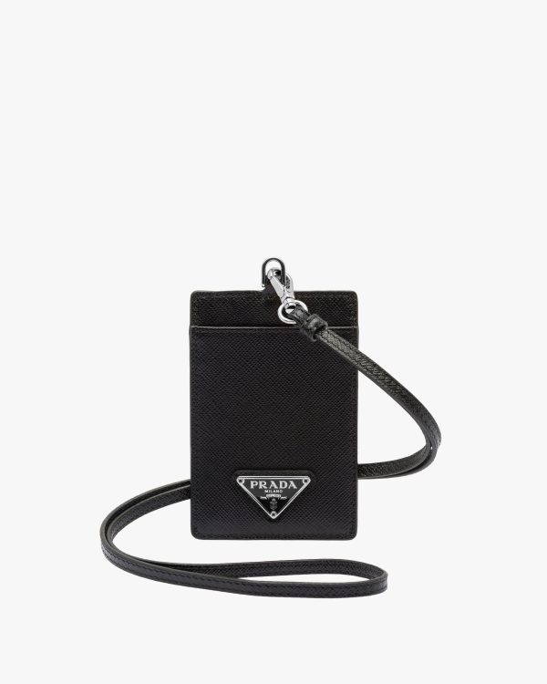 Black Saffiano Leather Badge Holder