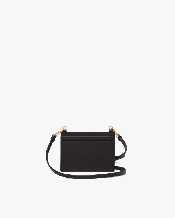 Black Saffiano Leather Card Holder with Strap - Image 2