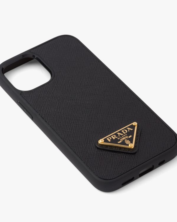Black Saffiano cover for iPhone 12 Mini - Image 2