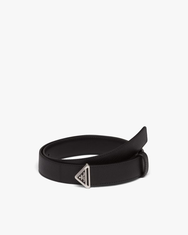 Black Saffiano leather belt