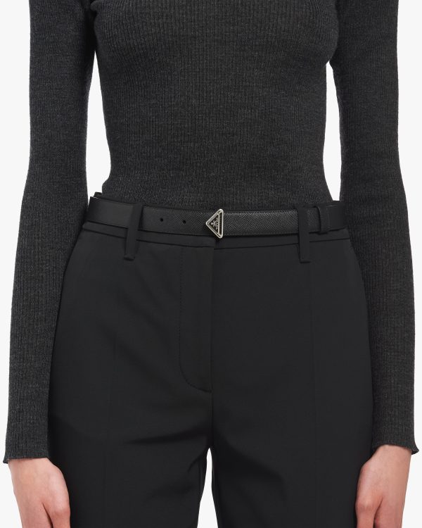 Black Saffiano leather belt - Image 2