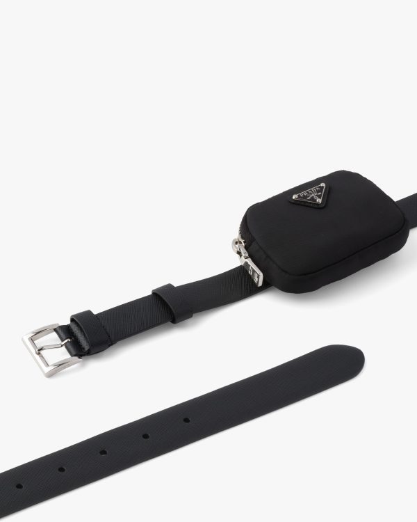 Black Saffiano leather belt with pouch - Image 3