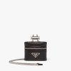 Black Saffiano leather earphone case