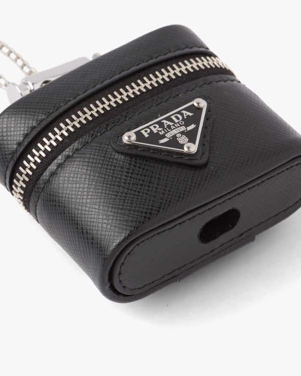 Black Saffiano leather earphone case - Image 2