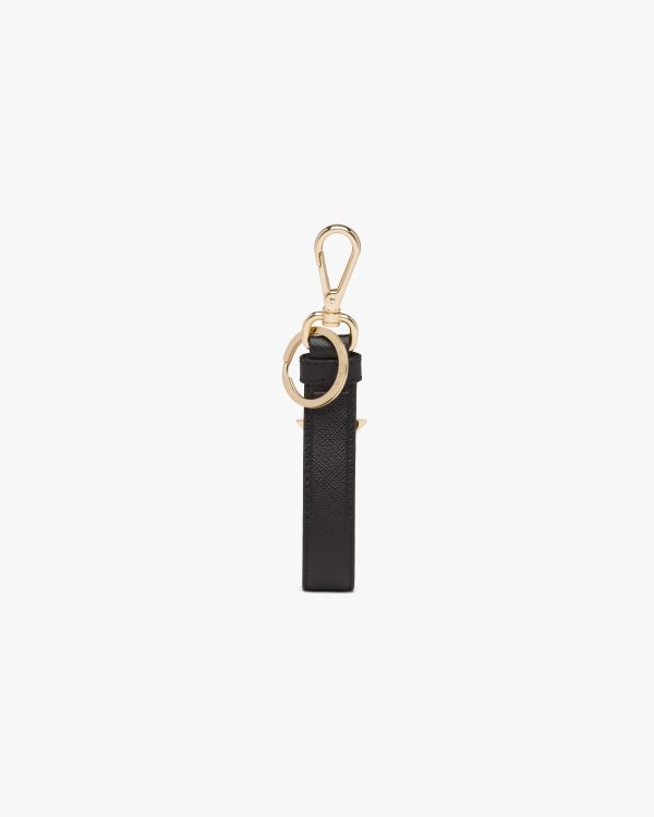 Black Saffiano leather keychain - Image 2