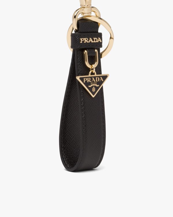 Black Saffiano leather keychain - Image 4