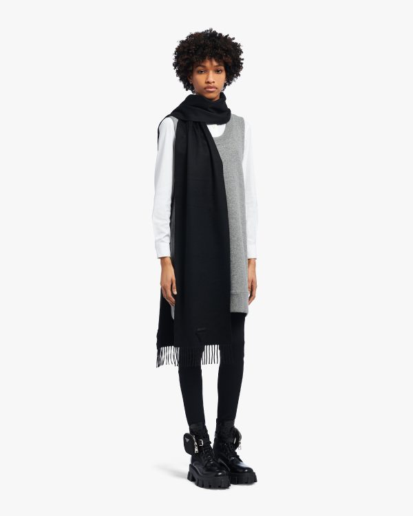 Black Solid color cashmere scarf - Image 2