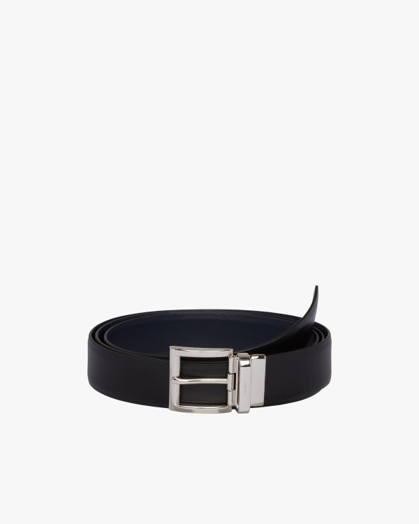 Black/baltic Blue Reversible leather belt