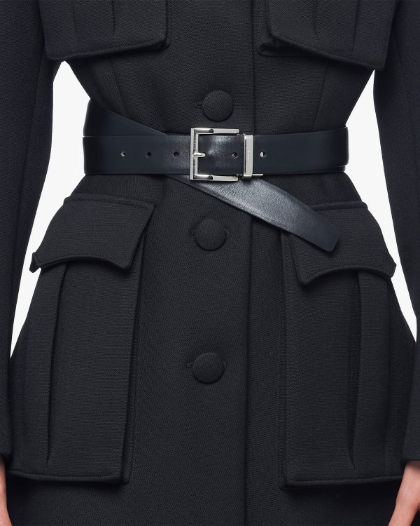 Black/baltic Blue Reversible leather belt - Image 2