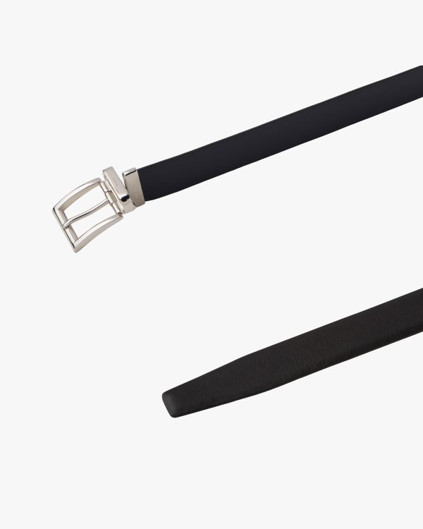 Black/baltic Blue Reversible leather belt - Image 3