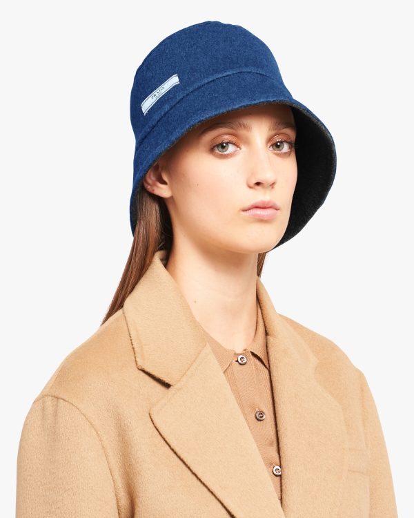 Black/blue Cashmere bucket hat - Image 2