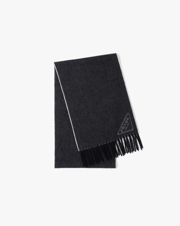 Black/chalk White Double cashmere scarf