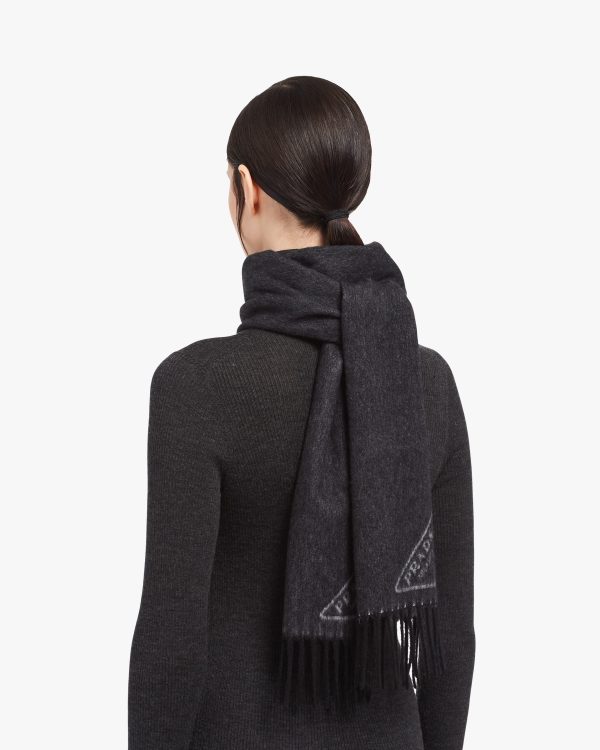 Black/chalk White Double cashmere scarf - Image 3