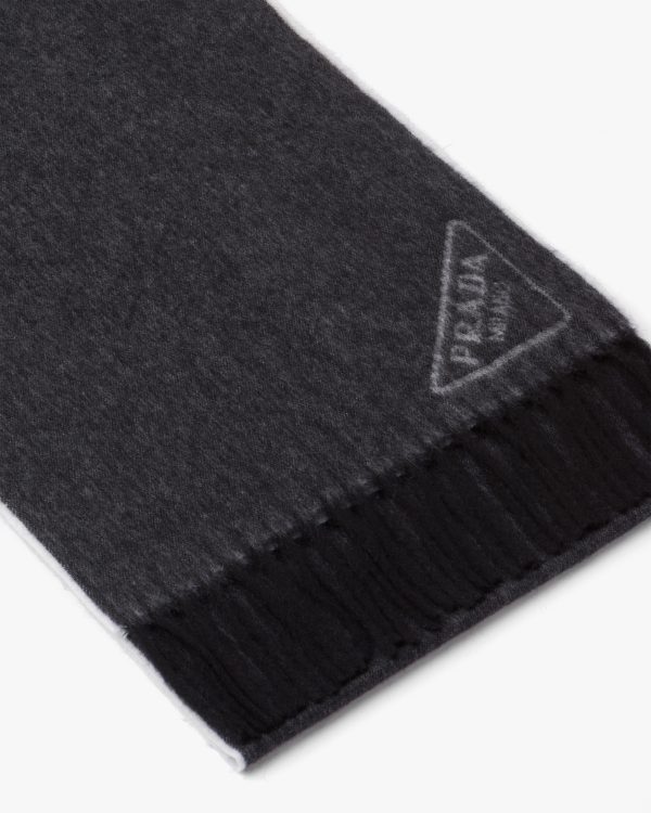 Black/chalk White Double cashmere scarf - Image 4