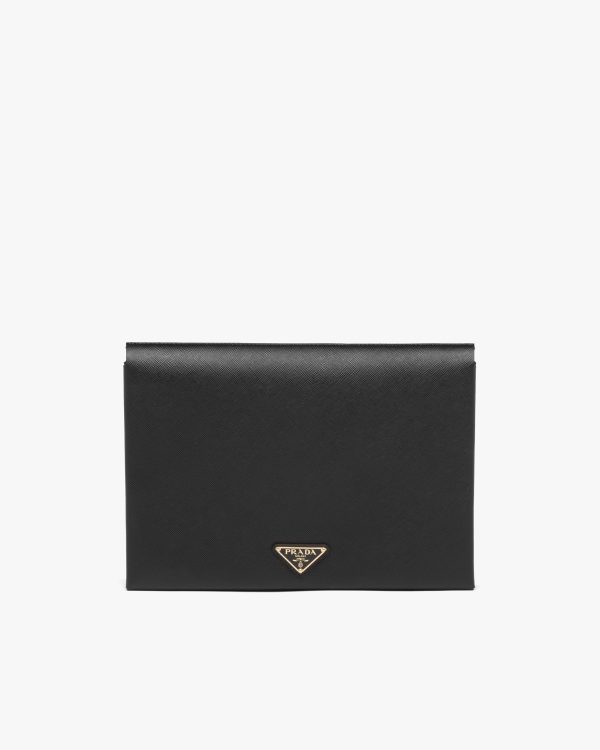 Black/fiery Red Large Saffiano leather document holder