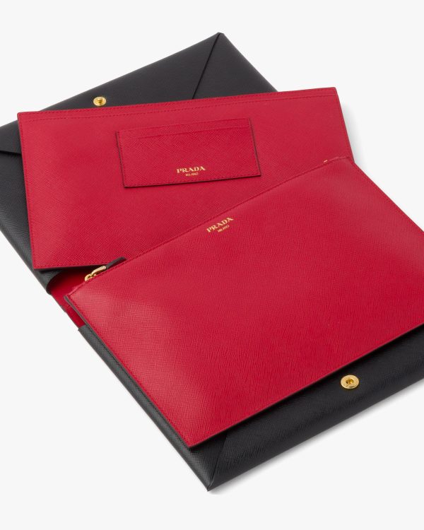 Black/fiery Red Large Saffiano leather document holder - Image 2