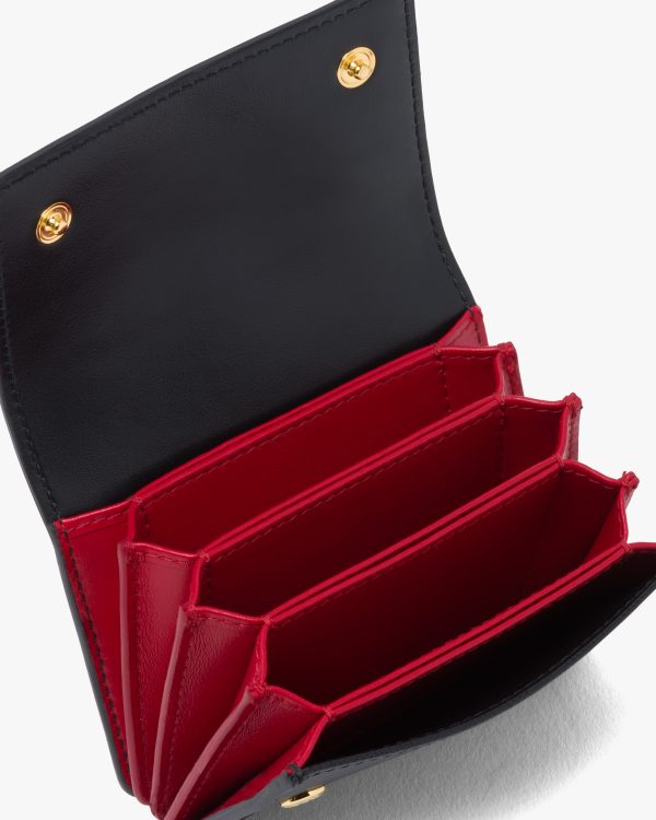 Black/fiery Red Saffiano leather card holder with chain - Image 4