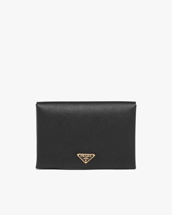Black/fiery Red Small Saffiano leather document holder