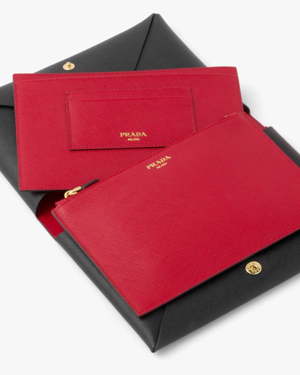 Black/fiery Red Small Saffiano leather document holder - Image 2