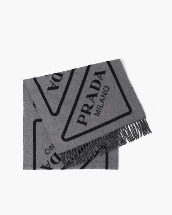 Black/gray Double cashmere scarf