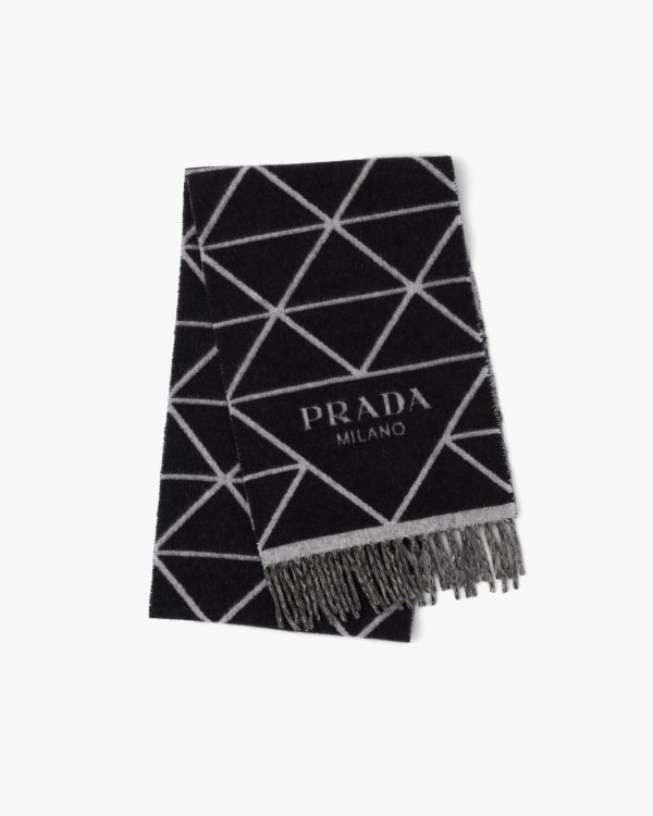 Black/gray Double cashmere scarf