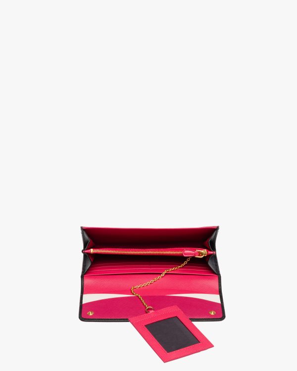 Black/hibiscus Large Saffiano Leather Wallet - Image 2