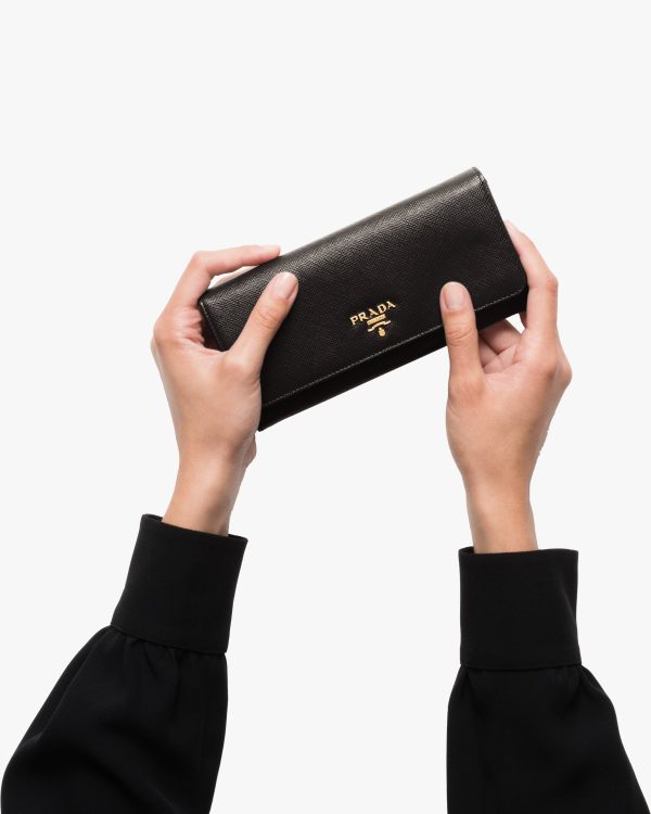 Black/hibiscus Large Saffiano Leather Wallet - Image 3