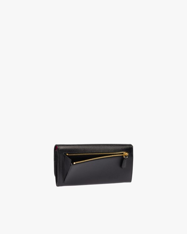 Black/hibiscus Large Saffiano Leather Wallet - Image 6