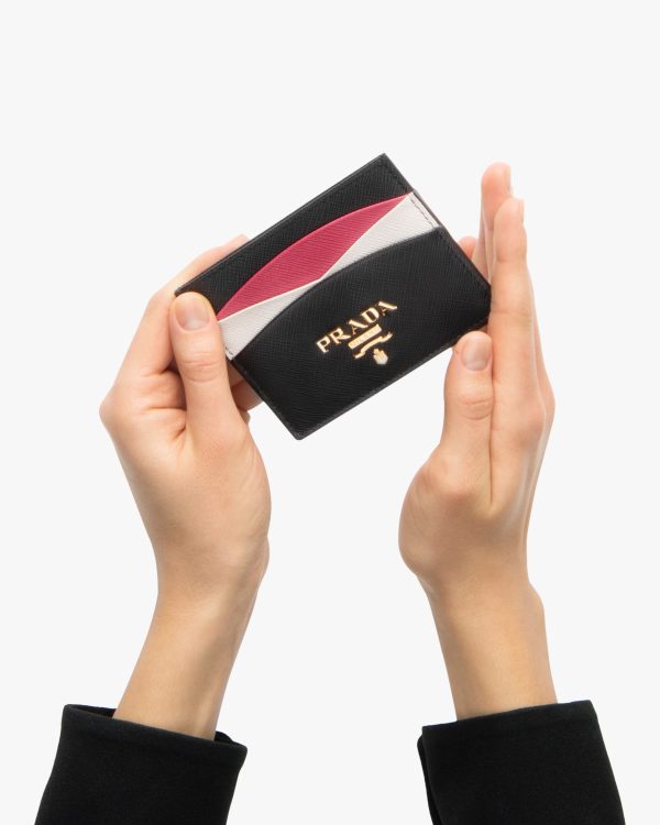 Black/hibiscus Saffiano Leather Card Holder - Image 2