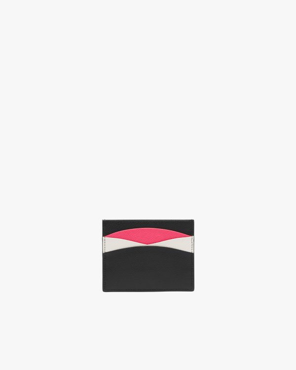 Black/hibiscus Saffiano Leather Card Holder - Image 3