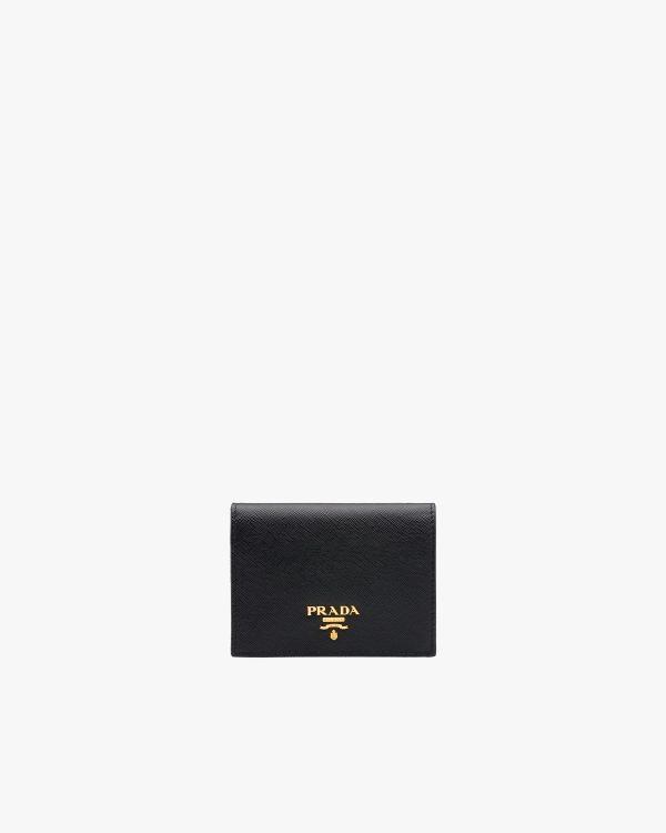 Black/hibiscus Small Saffiano Leather Wallet