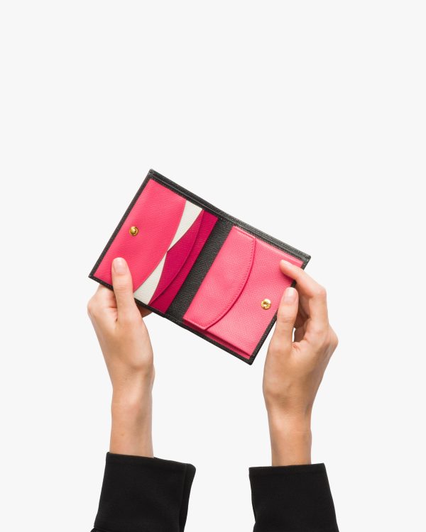 Black/hibiscus Small Saffiano Leather Wallet - Image 3