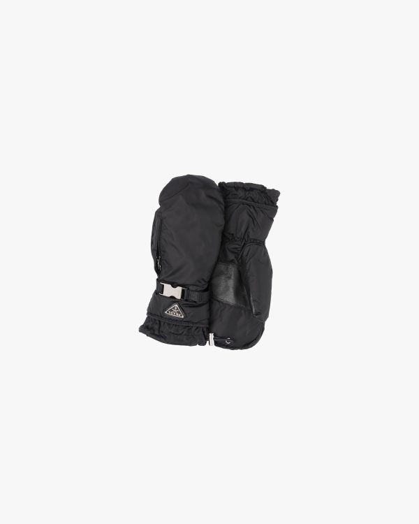 Black nylon gloves with nappa leather inserts
