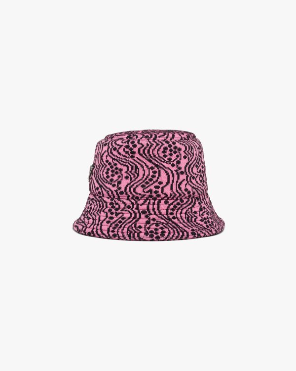 Black/pink Jacquard knit bucket hat