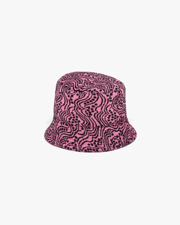 Black/pink Jacquard knit bucket hat - Image 3