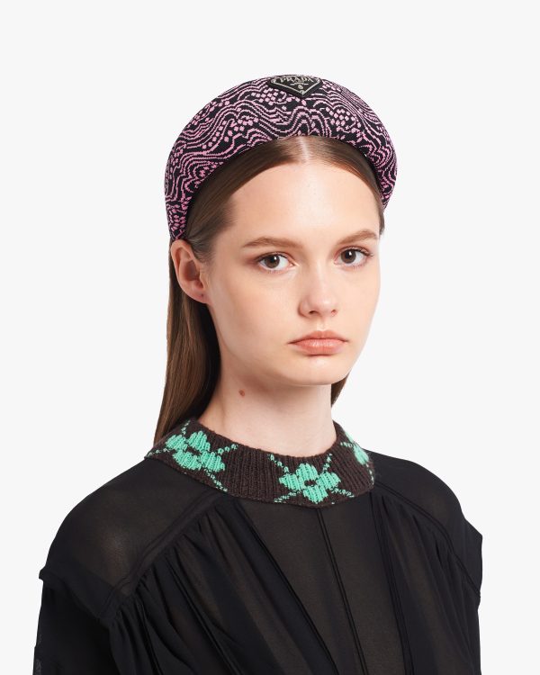 Black/pink Jacquard knit headband - Image 2