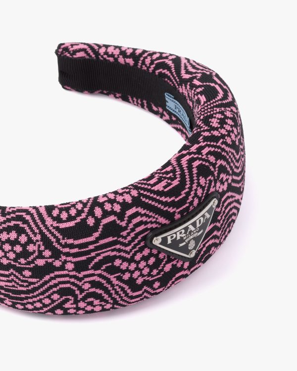 Black/pink Jacquard knit headband - Image 3