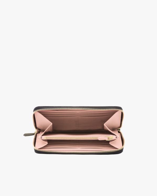 Black/powder Pink Large Leather Wallet - Image 2