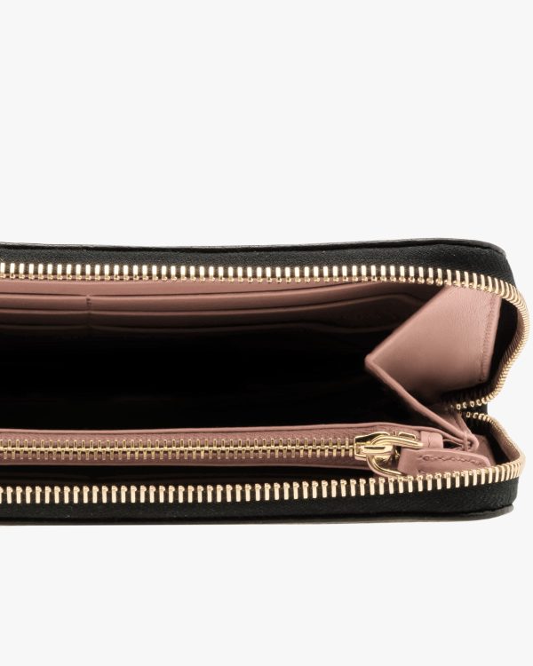 Black/powder Pink Large Leather Wallet - Image 6