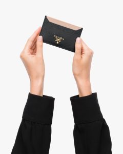 Black/powder Pink Leather Card Holder - Image 2