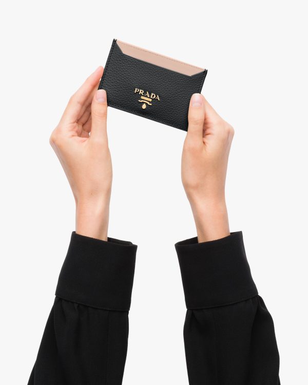 Black/powder Pink Leather Card Holder - Image 2