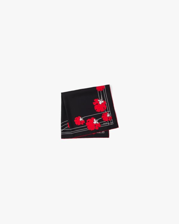 Black/red Printed twill scarf