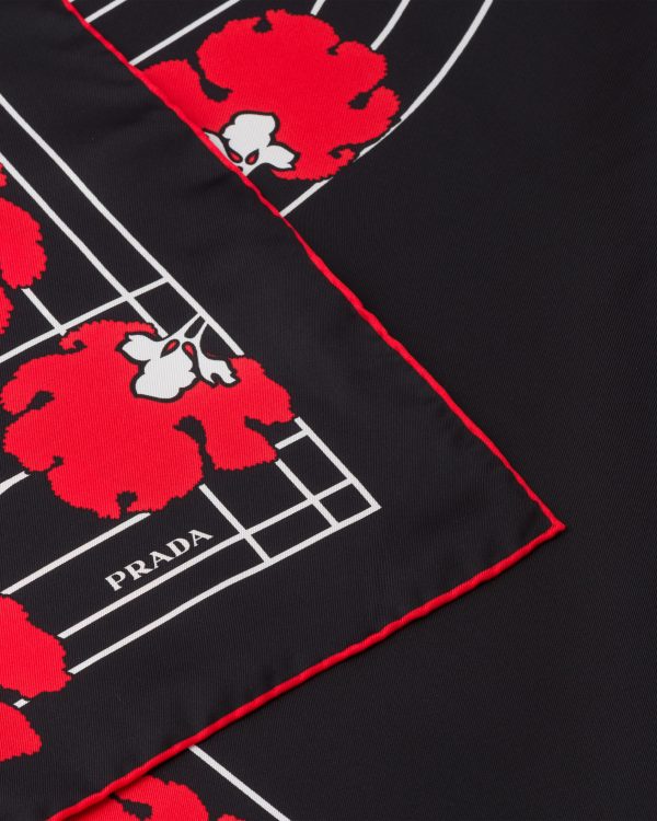 Black/red Printed twill scarf - Image 2