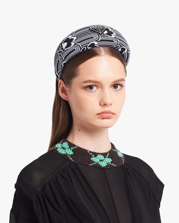 Black/white Jacquard knit headband - Image 2