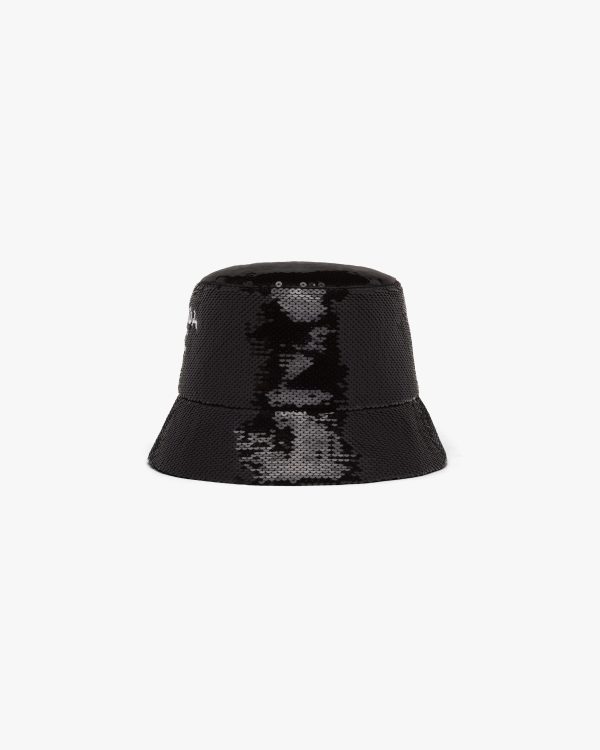 Black/white Sequin bucket hat