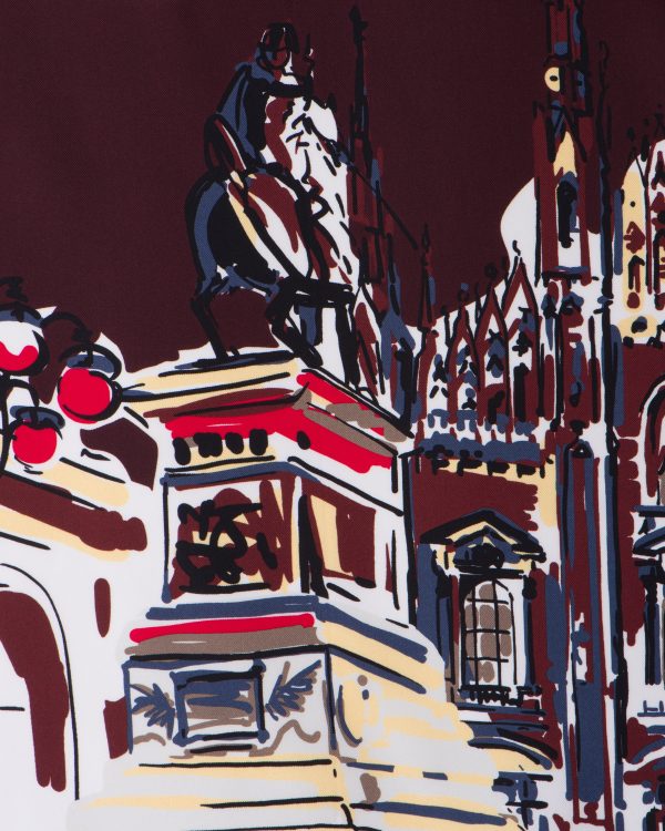 Burgundy Pittoresque Milan print 90 silk foulard - Image 2