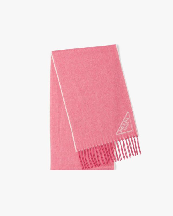 Camellia/talc Double cashmere scarf