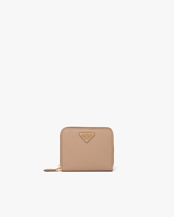 Cameo Beige Small Saffiano leather wallet