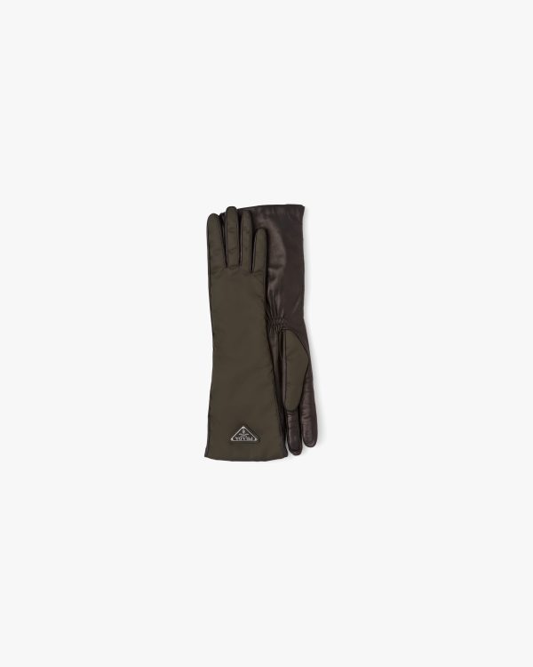 Camouflage/black Nylon and nappa leather gloves