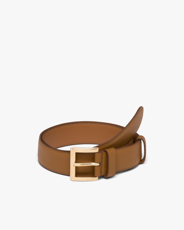 Caramel Saffiano Leather Belt